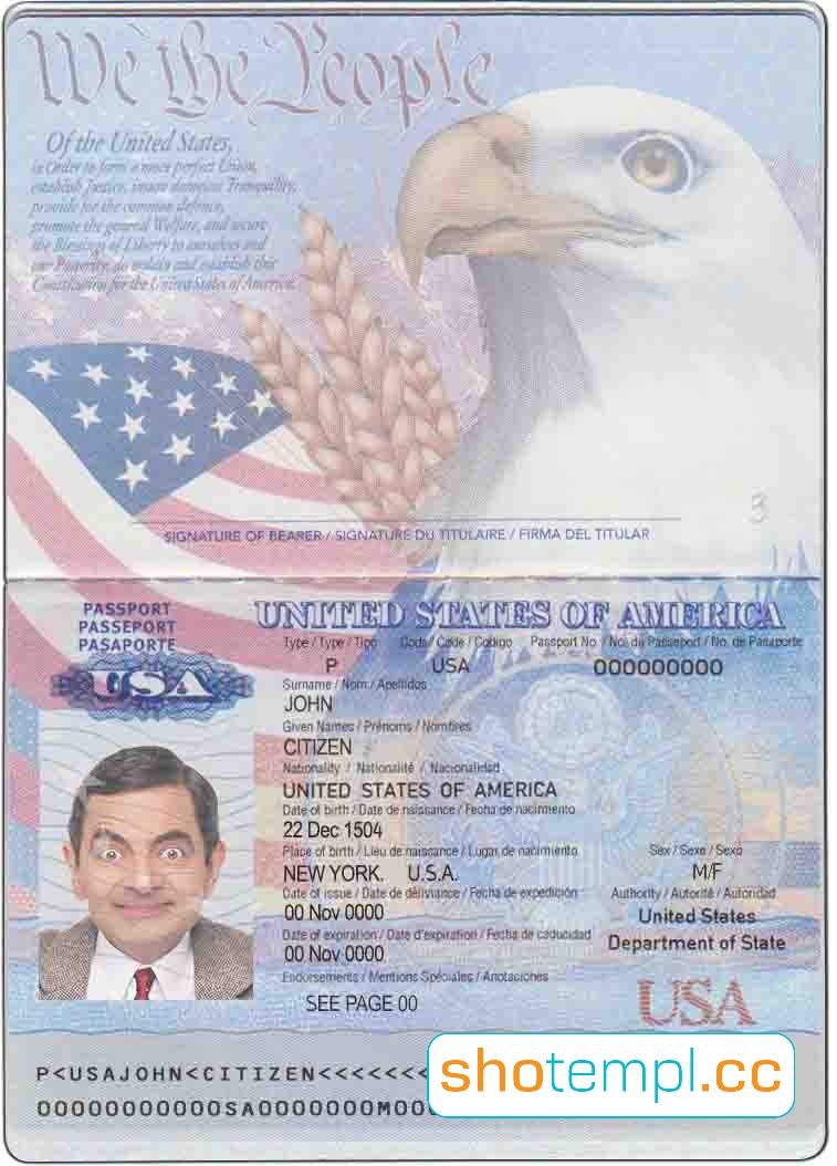 USA Passport PSD Template V1